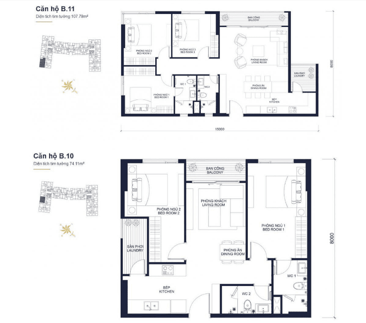 Floor plans apartment of Block B 11